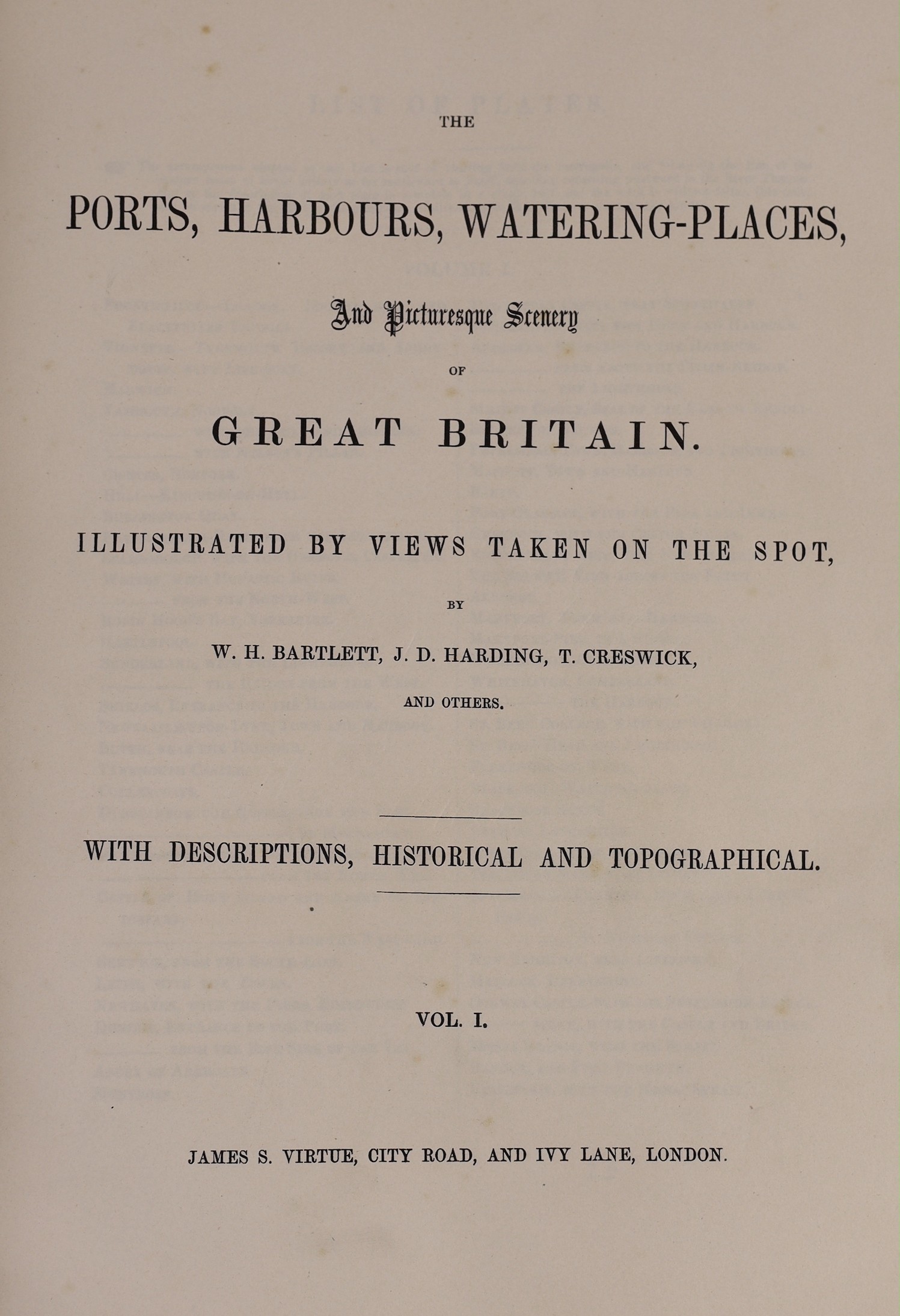 Finden, William - Views of Ports, Harbours & Watering Places of Great Britain, illustrated by W.H. Bartlett, 2 vols, illustrated by W.H. Bartlett et al, with engraved titles and 123 plates, 4to, contemporary half calf, J